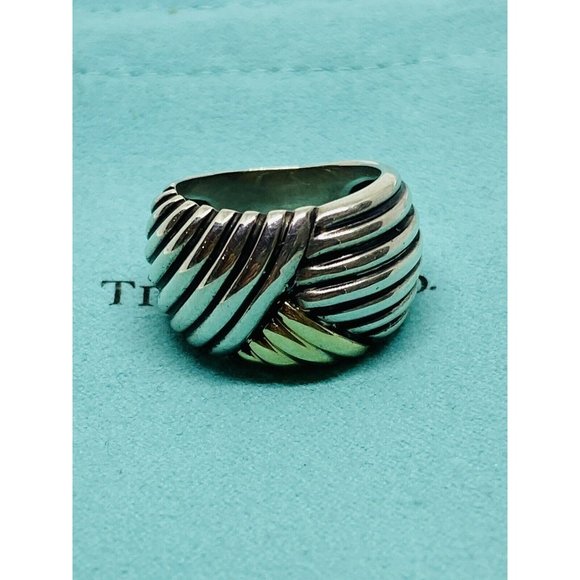 Vintage Tiffany & Co. 14K Goldand Sterling Silver Dome Ring Size 6.75